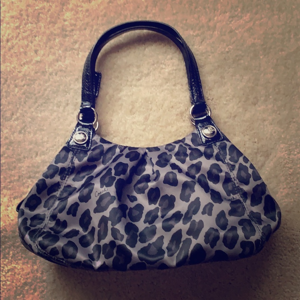 Coach Leopard Print Grey/Black Purse